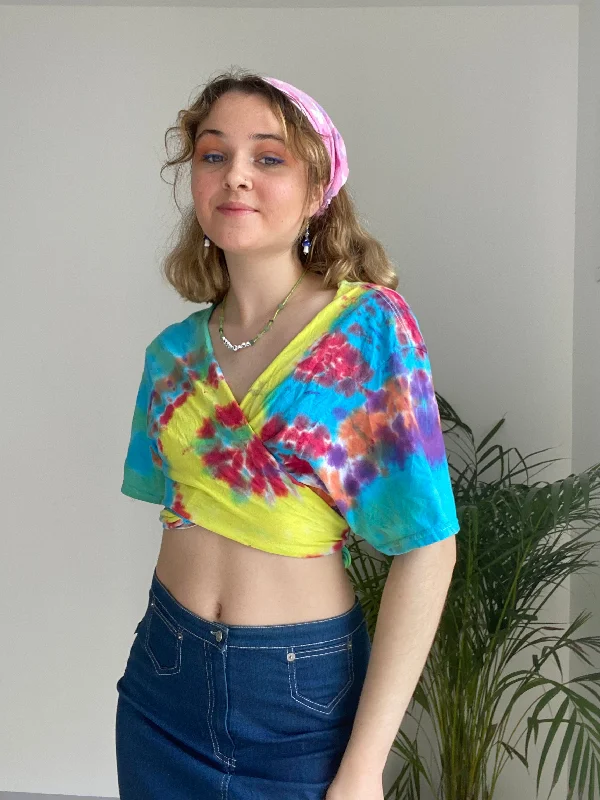 Tie Dye Crop Top Preppy Women's College