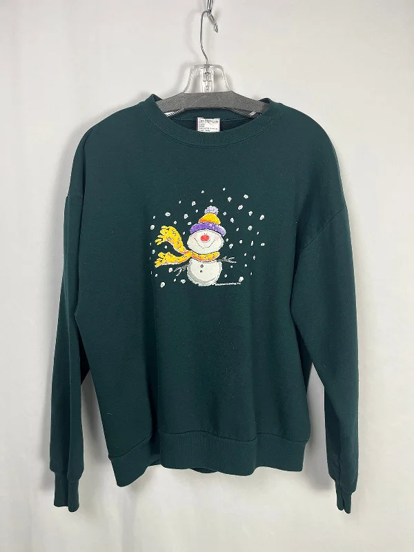 Vintage Hallmark Size 16 Green & White Snowman Sweatshirt Confident Women's Power