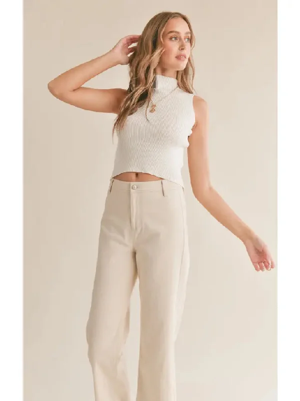 Sadie And Sage Erica Mock Neck Ribbed Tank Sweater Dynamic Women's Moto