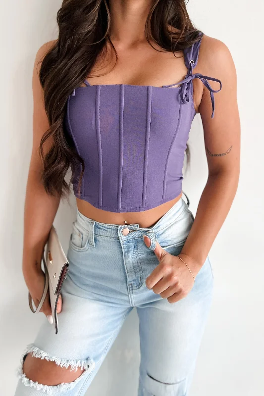 Valiant Effort Tie Detail Corset Top (Grape) Sophisticated Women's Tailored