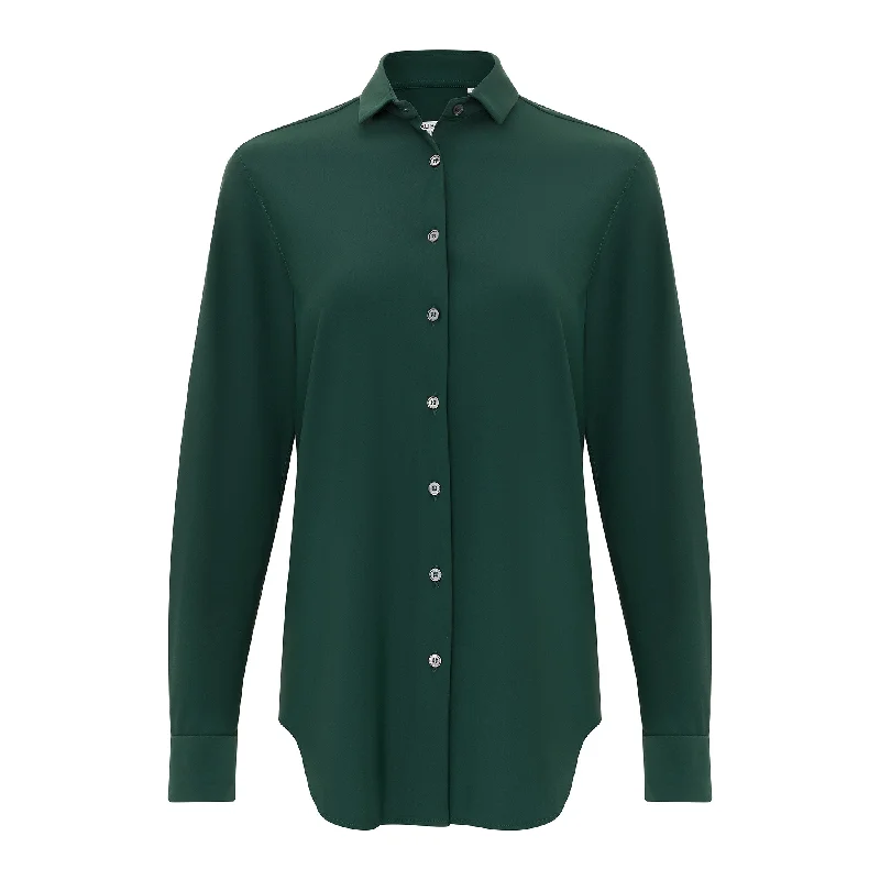 Skin Like Relaxed Button Down - Forest Sophisticated Women's Tailored