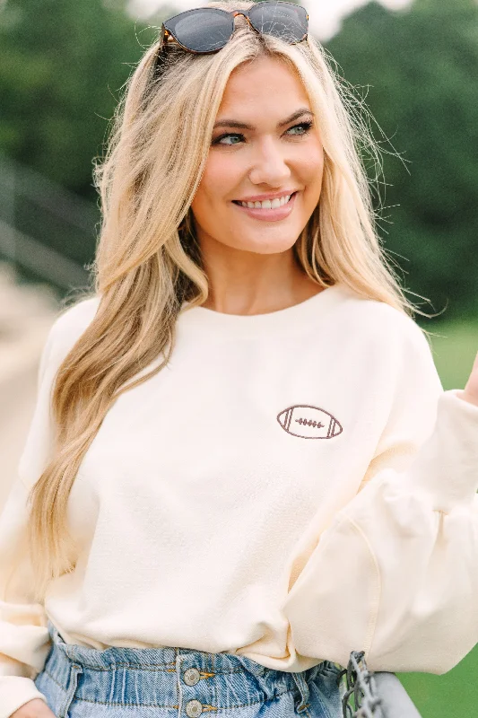 Touchdown Cream Embroidered Pullover Vintage Women's 1970S 