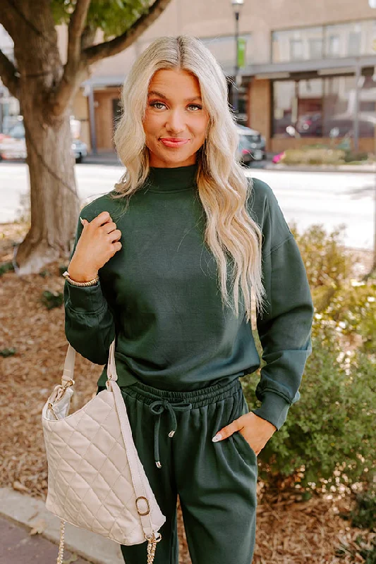 Cozy Casual Sweatshirt in Hunter Green Trendy Women's 
