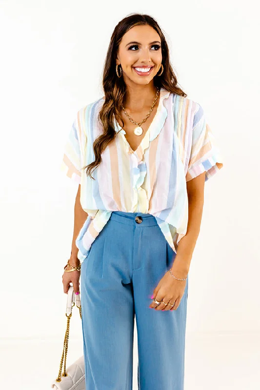 Summer Fun Stripe Shift Top Youthful Women's Pop