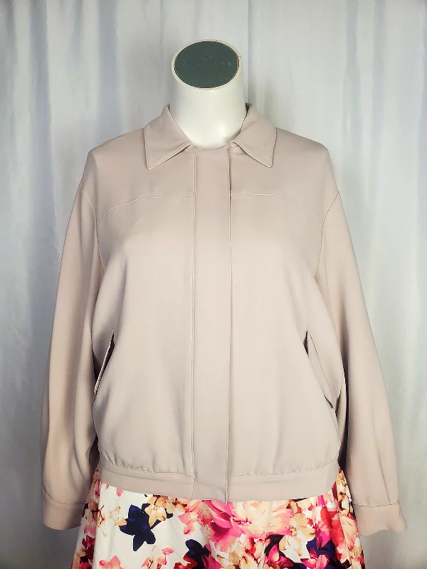 Marina Rinaldi Size 14W Putty Bomber Jacket Dapper Women's 1920S