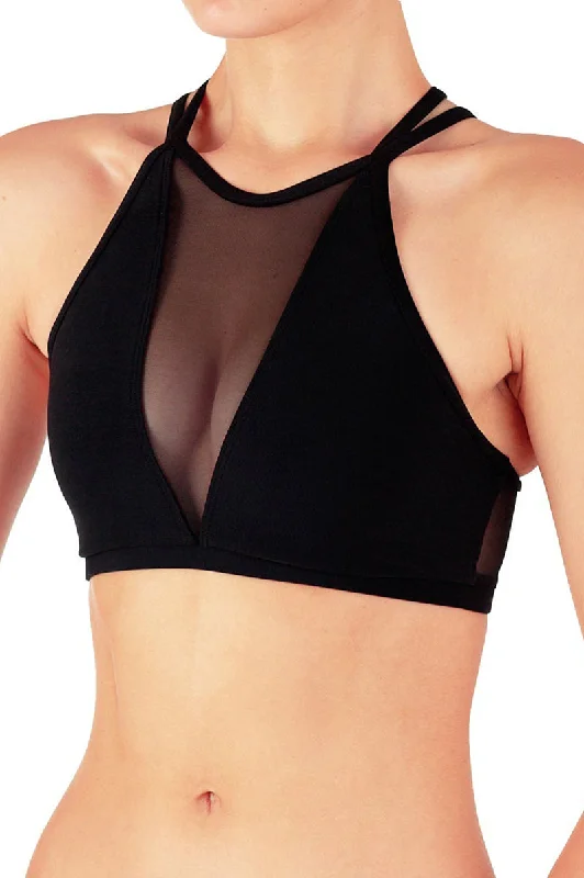 Dragonfly Victoria Sports Bra - Black Mesh Cozy Women's Winter