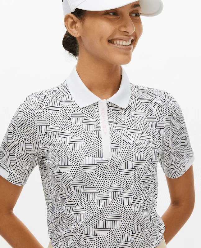 SIZE S - ROHNISCH Abby Polo Hexagon Beige Australian Beach