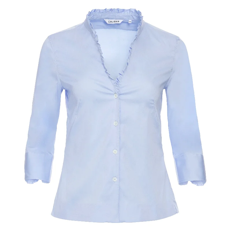 Ruffle Edge Blouse - Sky Blue Australian Beach