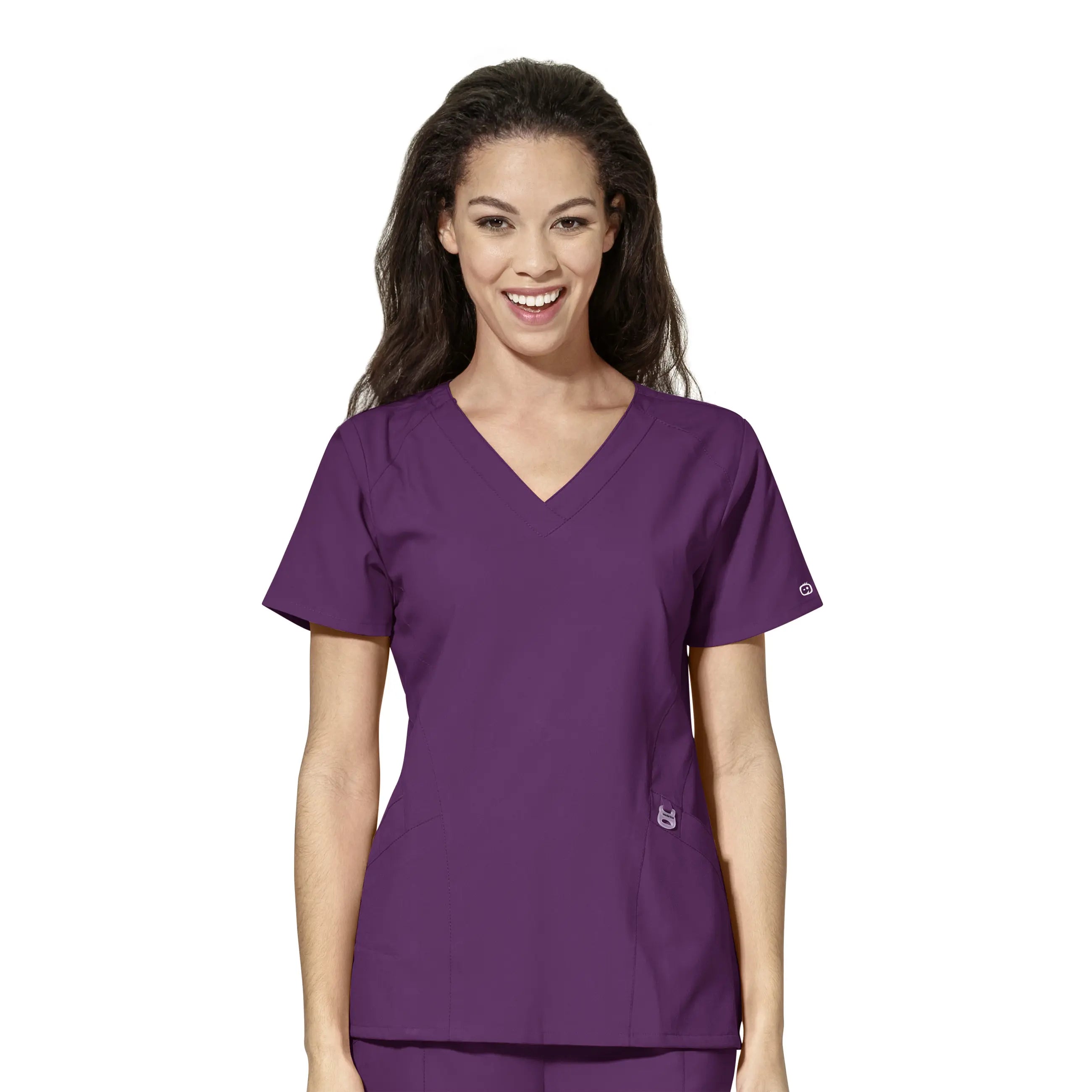 Wink Women's Stylized V-Neck Scrub Top - Eggplant Monochromatic All - in - one