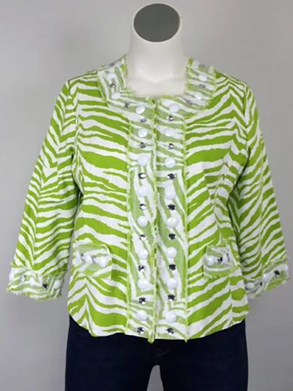 Berek Size XL Lime Green & White Zebra Jacket Athletic Women's 