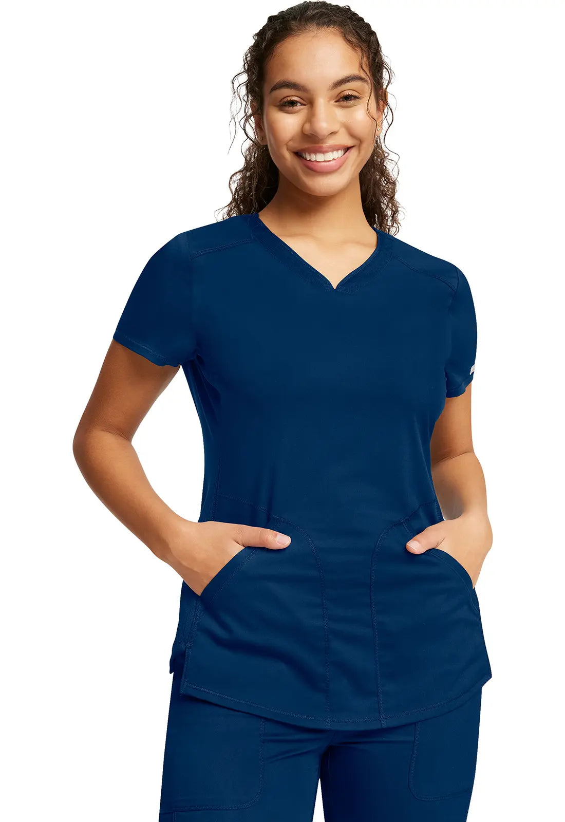 Cherokee Women's 2-Pocket V-Neck Top - Navy Adventure