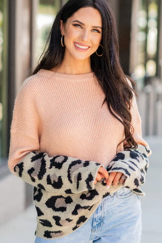 You've Got The Look Salmon Pink Leopard Sweater Dynamic Women's Moto