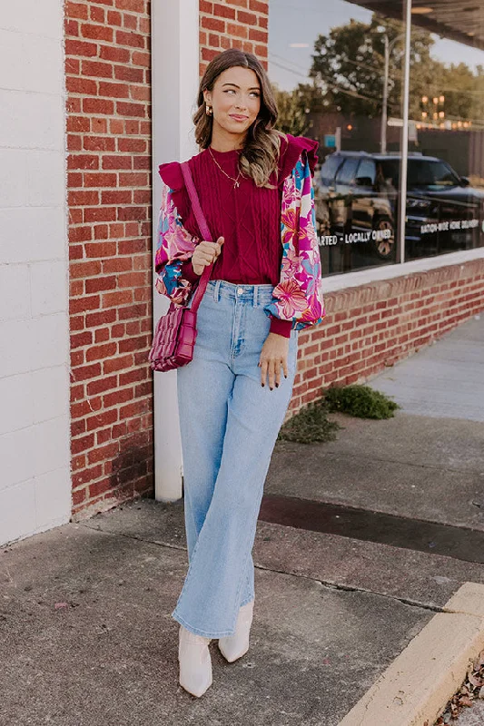 Afternoon Escape Knit Top in Wine Refined Women's Velvet