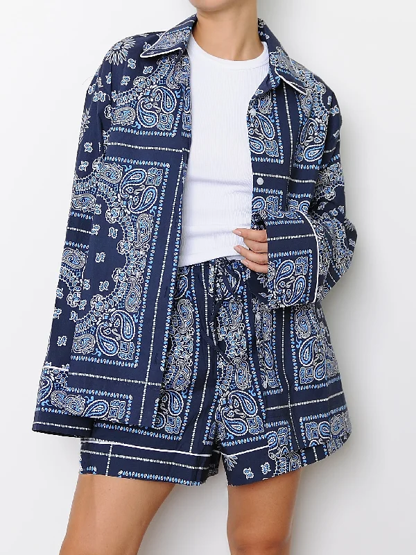 Original Print Shirt and Shorts Set Classic Women's Pin - striped