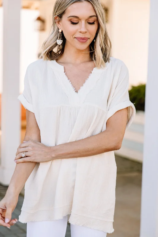 Touch My Heart Natural White Crinkled Top Dapper Women's Bow - adorned