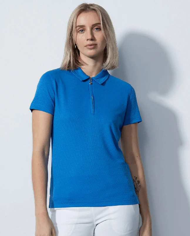 SIZE XS - DAILY SPORTS Peoria Short Sleeve Polo 010 Cosmic Blue Bold Women's Animal Print
