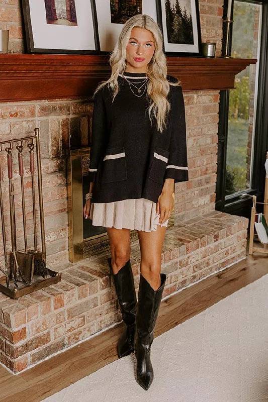 Class Act Sweater Top in Black Practical Women's Multi - 
