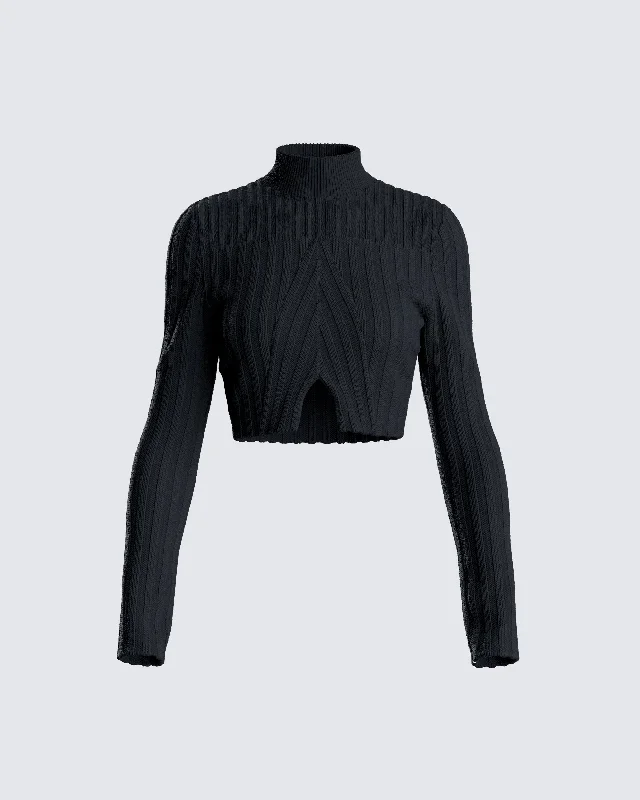 Travis Black Sweater Knit Top Adventure