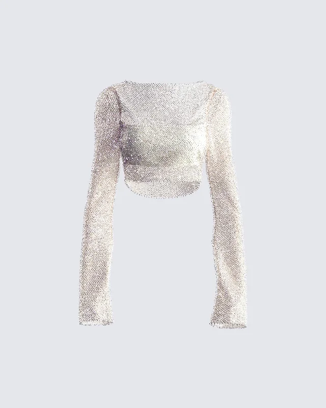 Yanni Cream Rhinestone Top Australian Beach