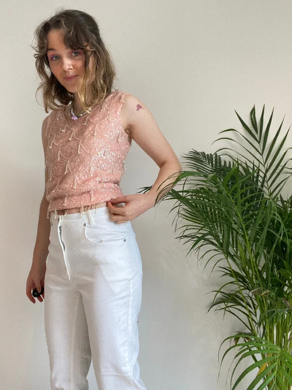 Sequin Pink Top Minimalist Women's Casual