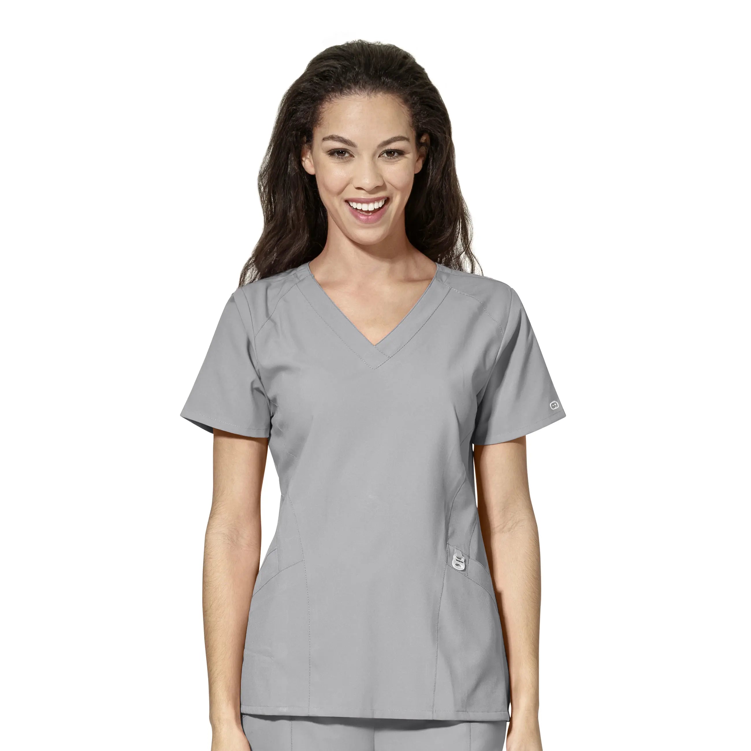 Wink Women's Stylized V-Neck Scrub Top - Grey Stylish Women's Tropical 