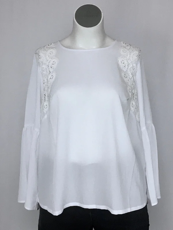 eloquii Size 16 White Applique Shirt NWT Traditional Women's Wool