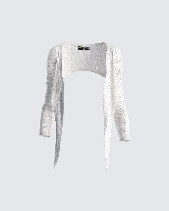 Winnie Ivory Pointelle Shrug Laid - back Women's Style