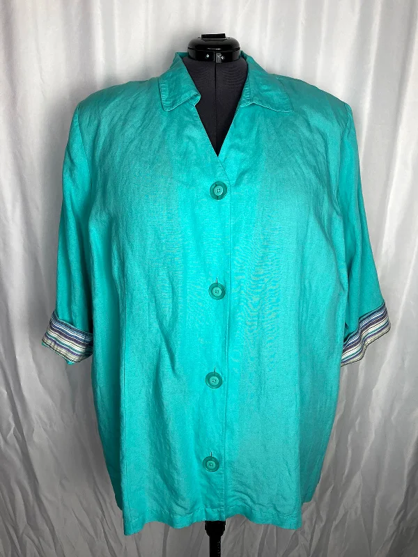 Maggie Barnes Size 3X Turquoise Shirt Jacket NWT garde