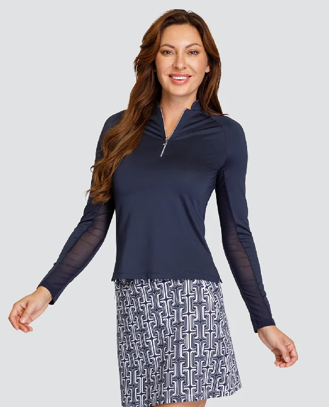 SIZE L - TAIL Maevie Long Sleeve Polo Navy Traditional Women's 