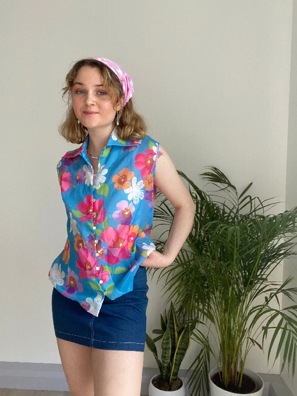 Vintage Floral Blouse Cool Women's Distressed