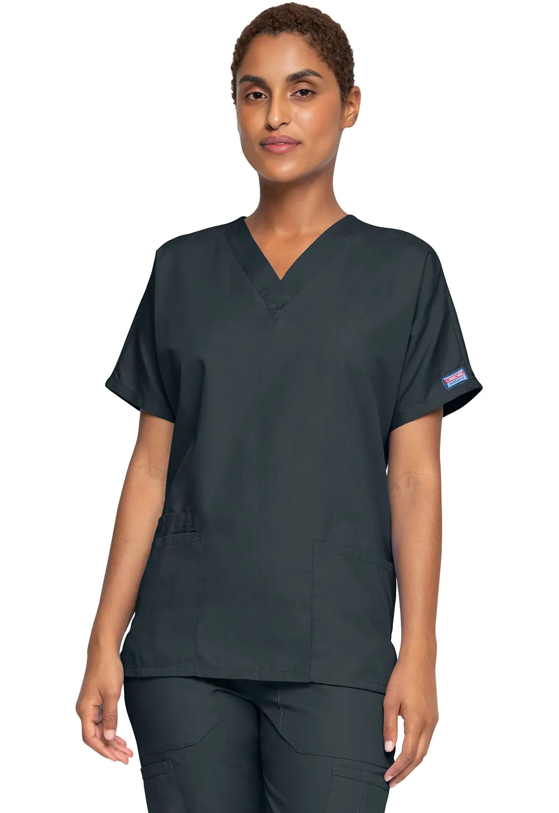 Cherokee Women's 3-Pocket V-Neck Top - Pewter Hip Women's Urban
