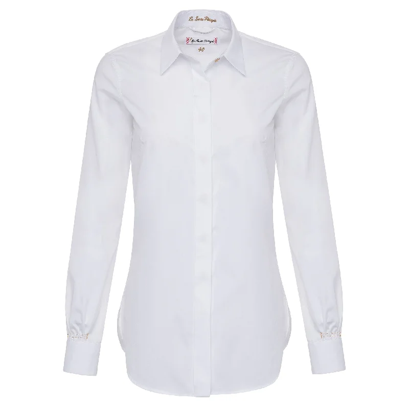 White Fitted Classic Shirt Refined Women's Velvet
