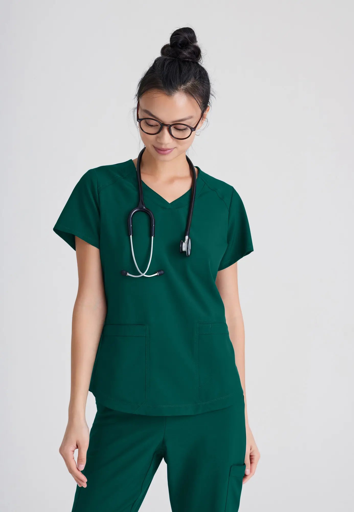 Grey's Anatomy Women's Rhythm Top - Hunter Green Athletic Women's 