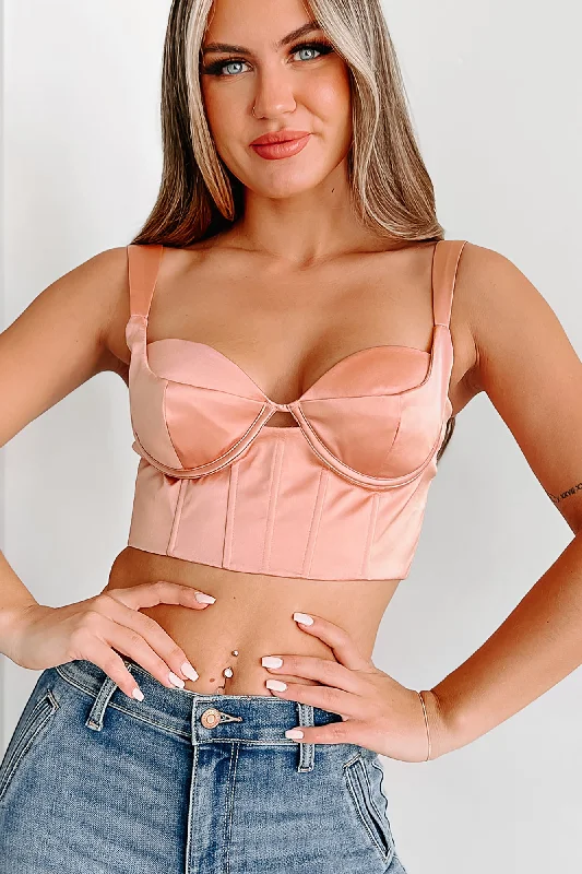 Refresh Your Memory Satin Bustier Crop Top (Mauve) Trendy Women's 