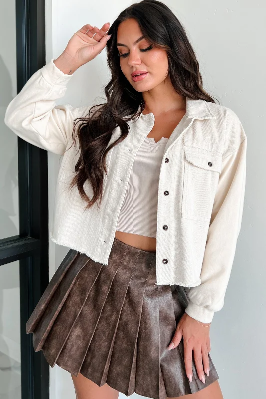 Chronicling Life Contrast Sleeve Shacket (Oatmeal) Dapper Women's Bow - adorned