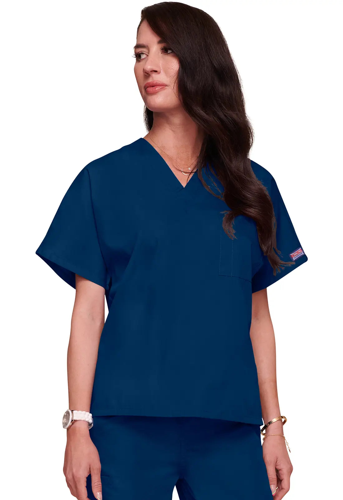 Cherokee Unisex V-Neck Tunic - Navy Relaxed Women's Beachy