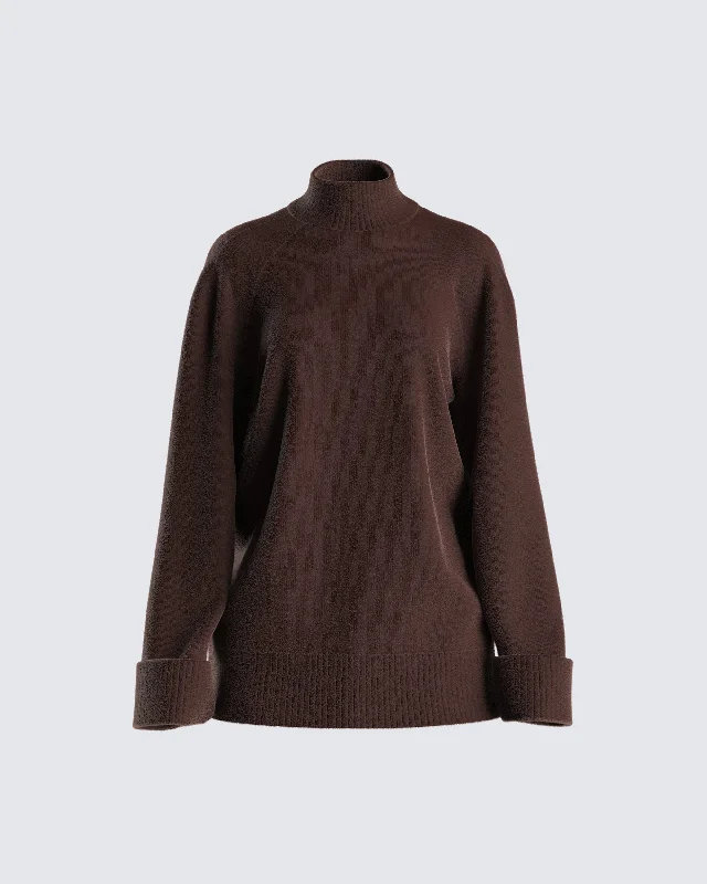 Zuri Brown Sweater Knit Top Hip Women's Urban