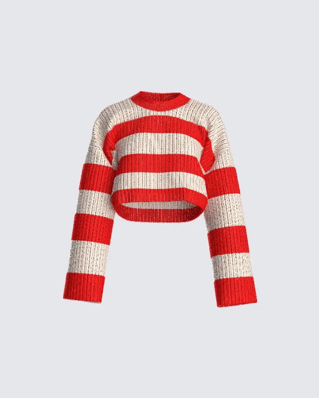 Nikko Stripe Sweater Knit Top Confident Women's High - fashion
