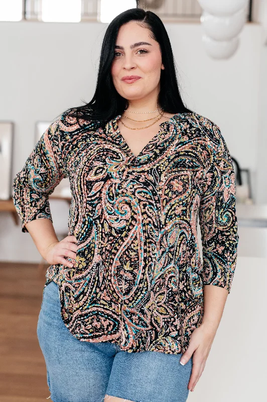 I Think Different Top Teal Paisley Tough Women's Military - inspired
