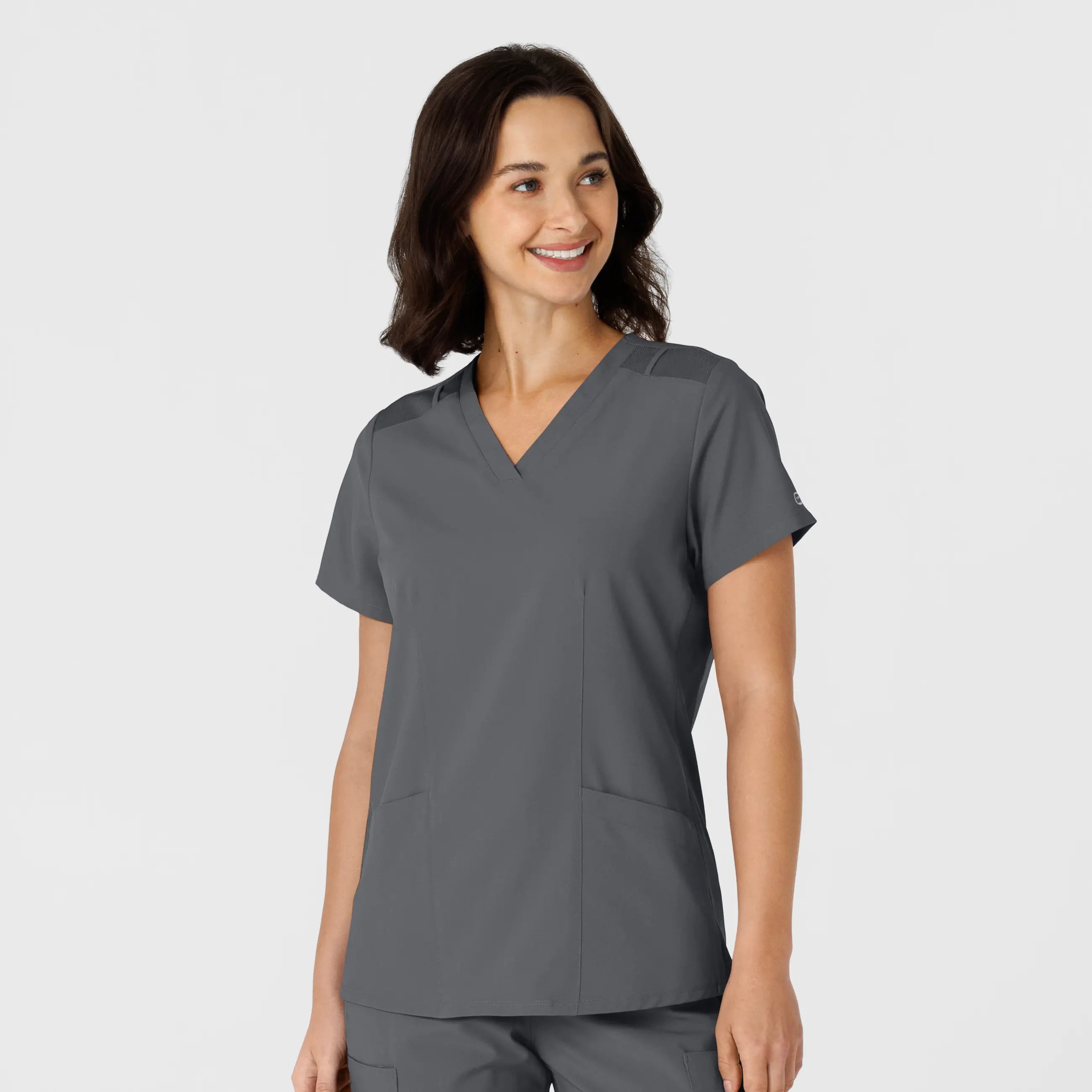 Wink Women's Flex-n-Reach Side Panel V-Neck Scrub Top - Pewter Sharp Women's Italian