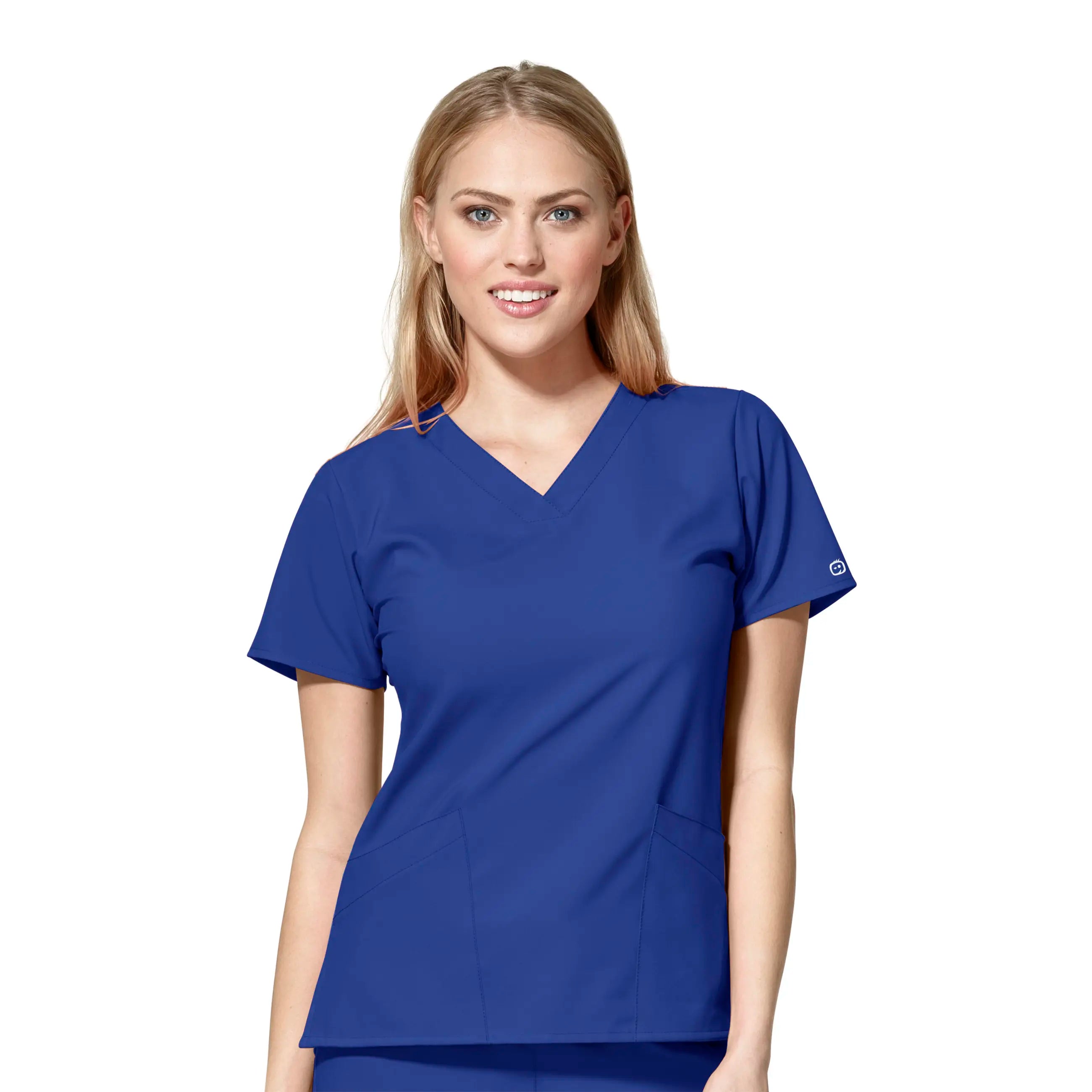 Wink Women's Basic V-Neck Scrub Top - Galaxy Blue Country