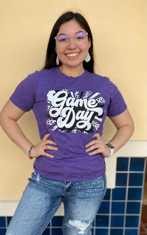 Purple Retro Game Day Tee Preppy Women's College