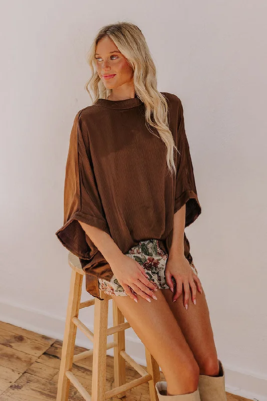 City Lights Satin Top in Chestnut Dapper Women's 1920S