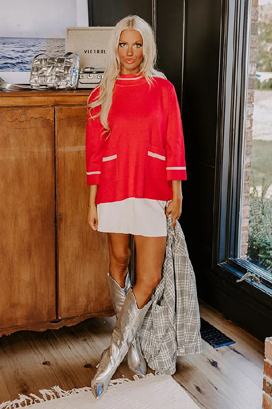 Class Act Sweater Top in Red Laid - back Women's Vibe