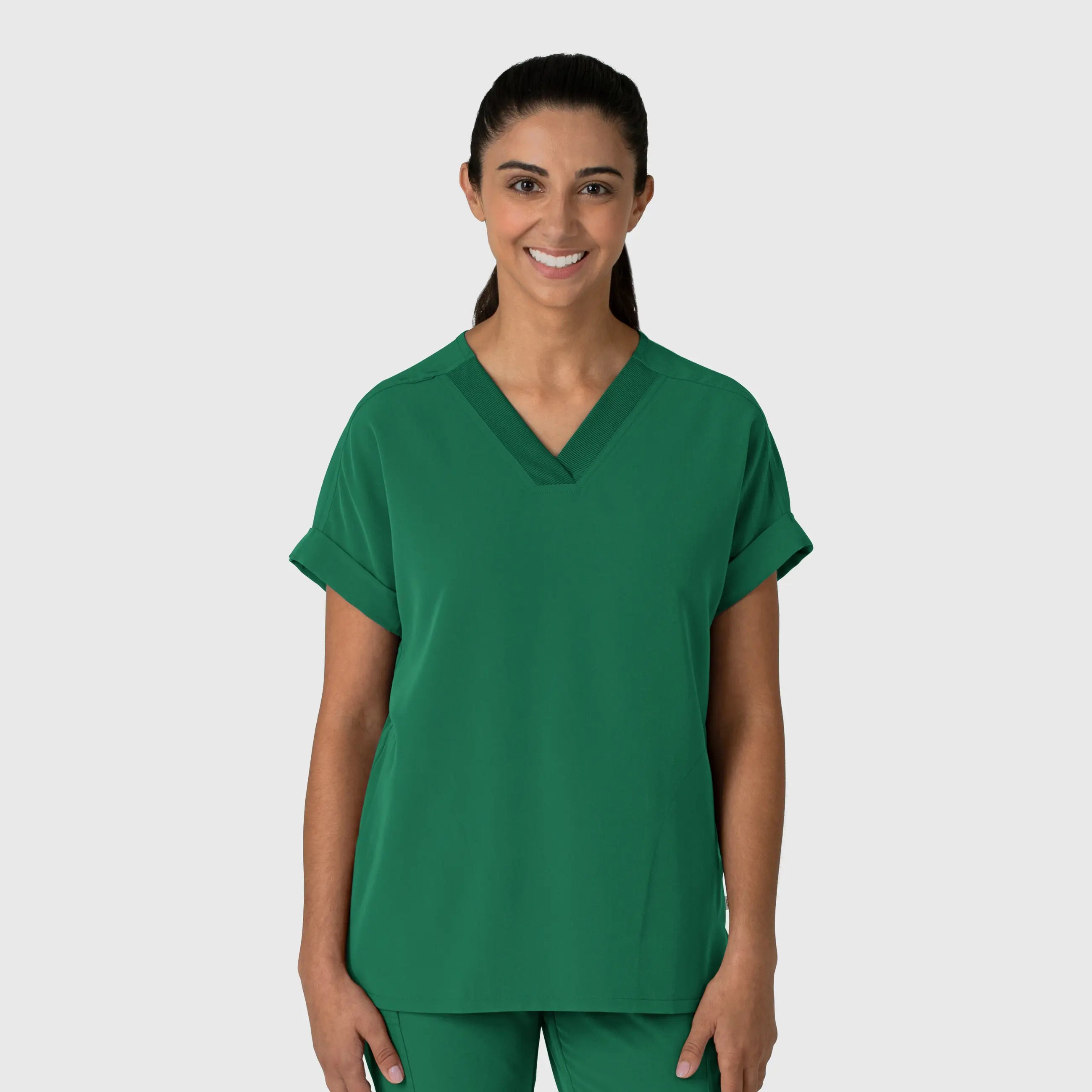 Wink Women's Drop Shoulder Boxy Scrub Top - Hunter Laid - back Women's Vibe