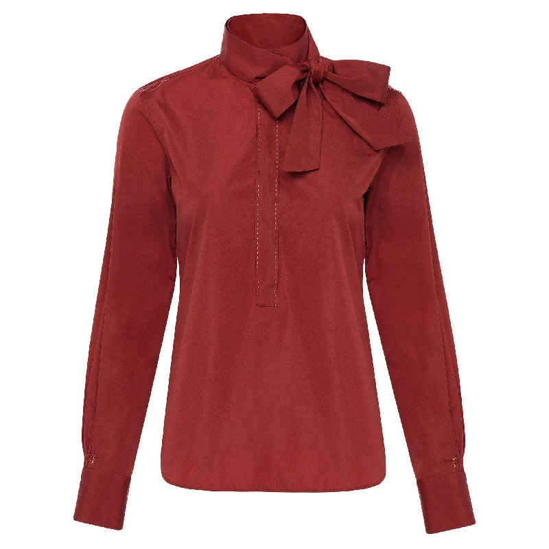 Bow Tie Blouse - Brick Red Scandinavian
