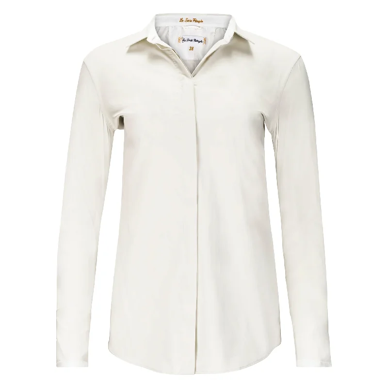 Relaxed Button Down Shirt - Pearl Grey Cool Women's Distressed