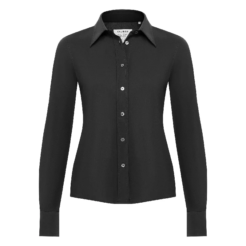Skin Like Fitted Button Down Shirt - Black Bold Women's Statement