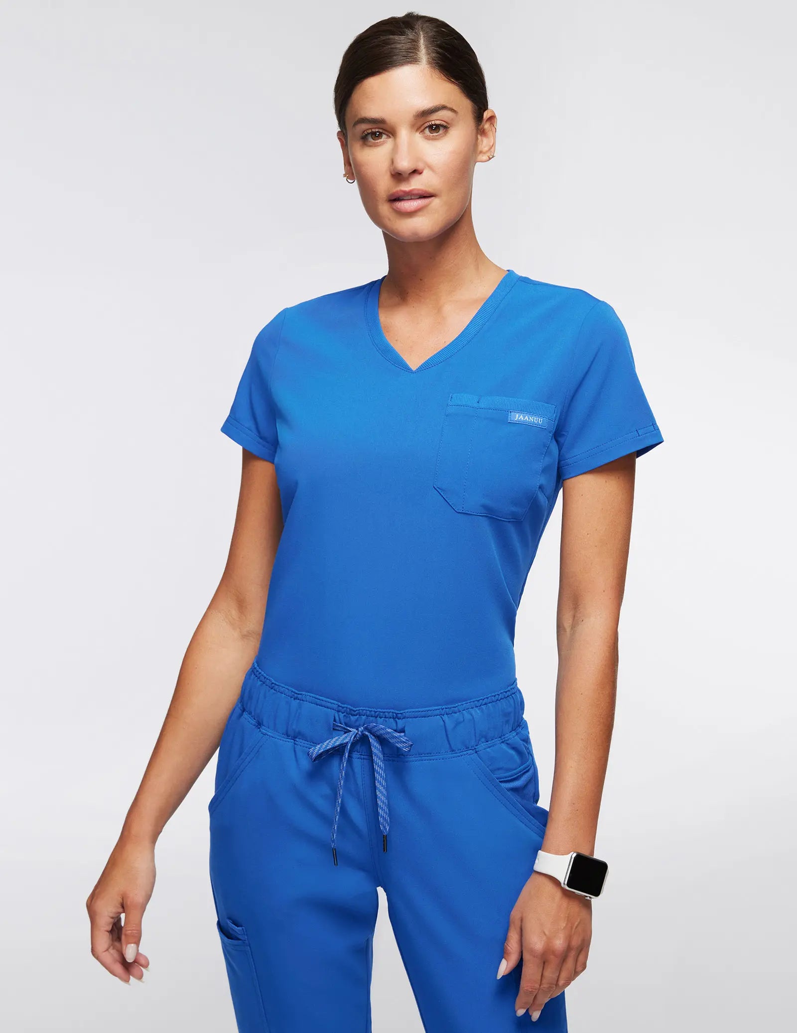 Jaanuu Women's 2-Pocket Tuck-In Scrub Top - Royal Blue Casual Women's Loose - fitting