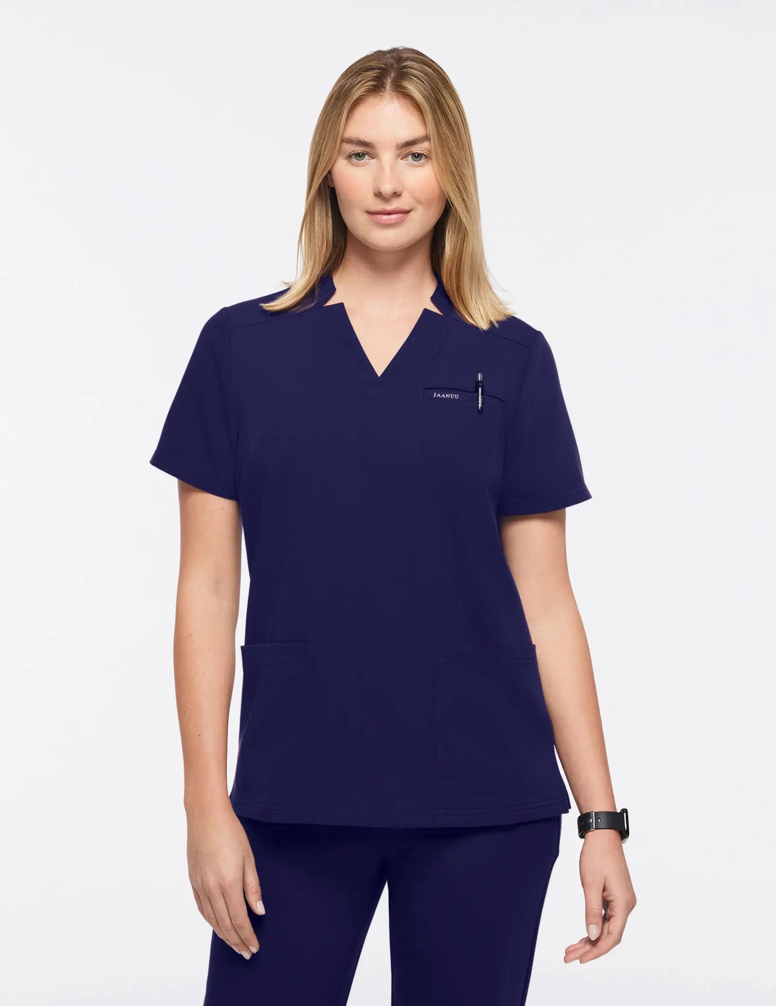 Jaanuu Women's 3-Pocket Scrub Top - Navy Streetwear Style for 
